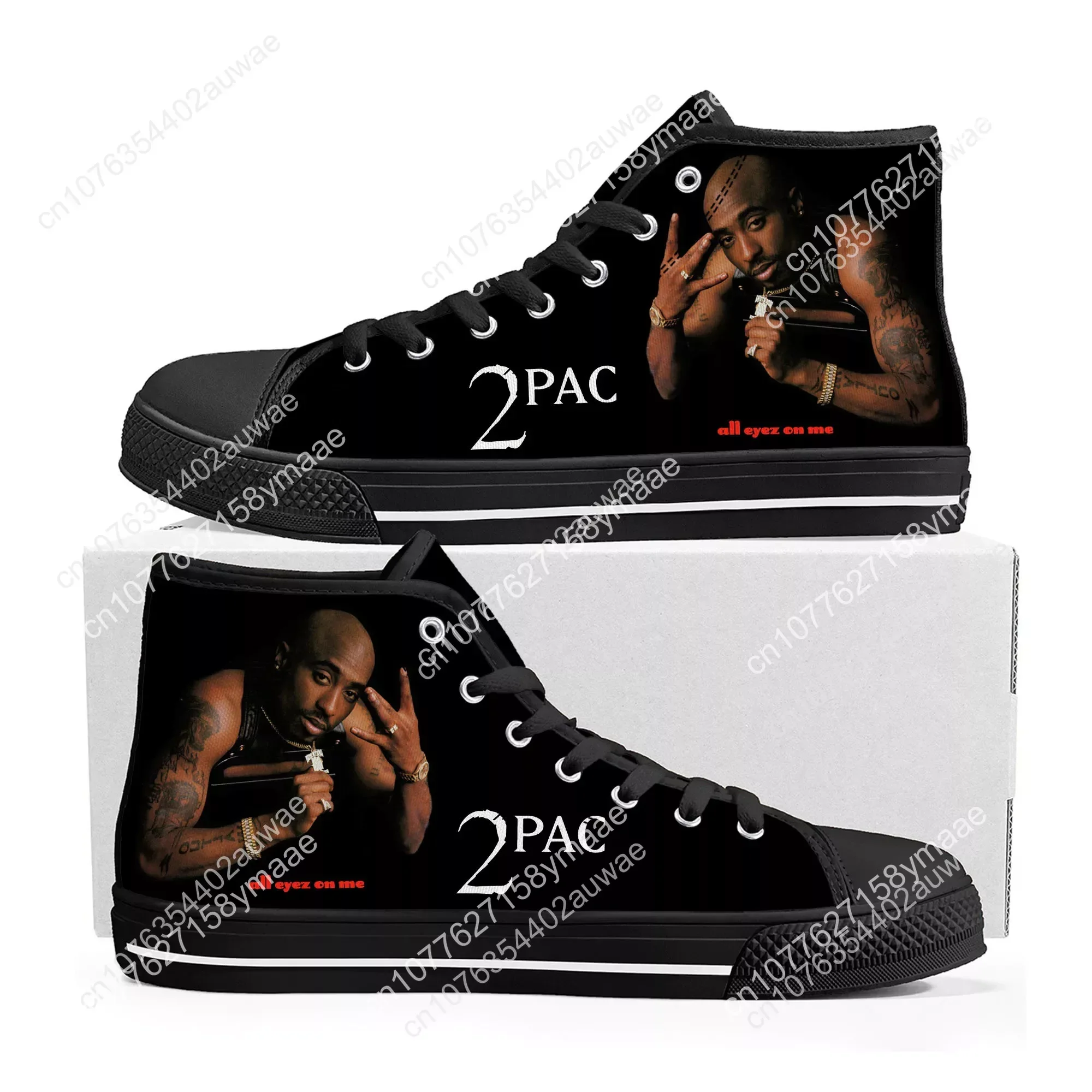 Tupac 2pac Fashion Unisex High Top Shoes High Quality Sneakers Men Women Teenager Canvas Sneaker Casual Couple Shoes Custom Shoe