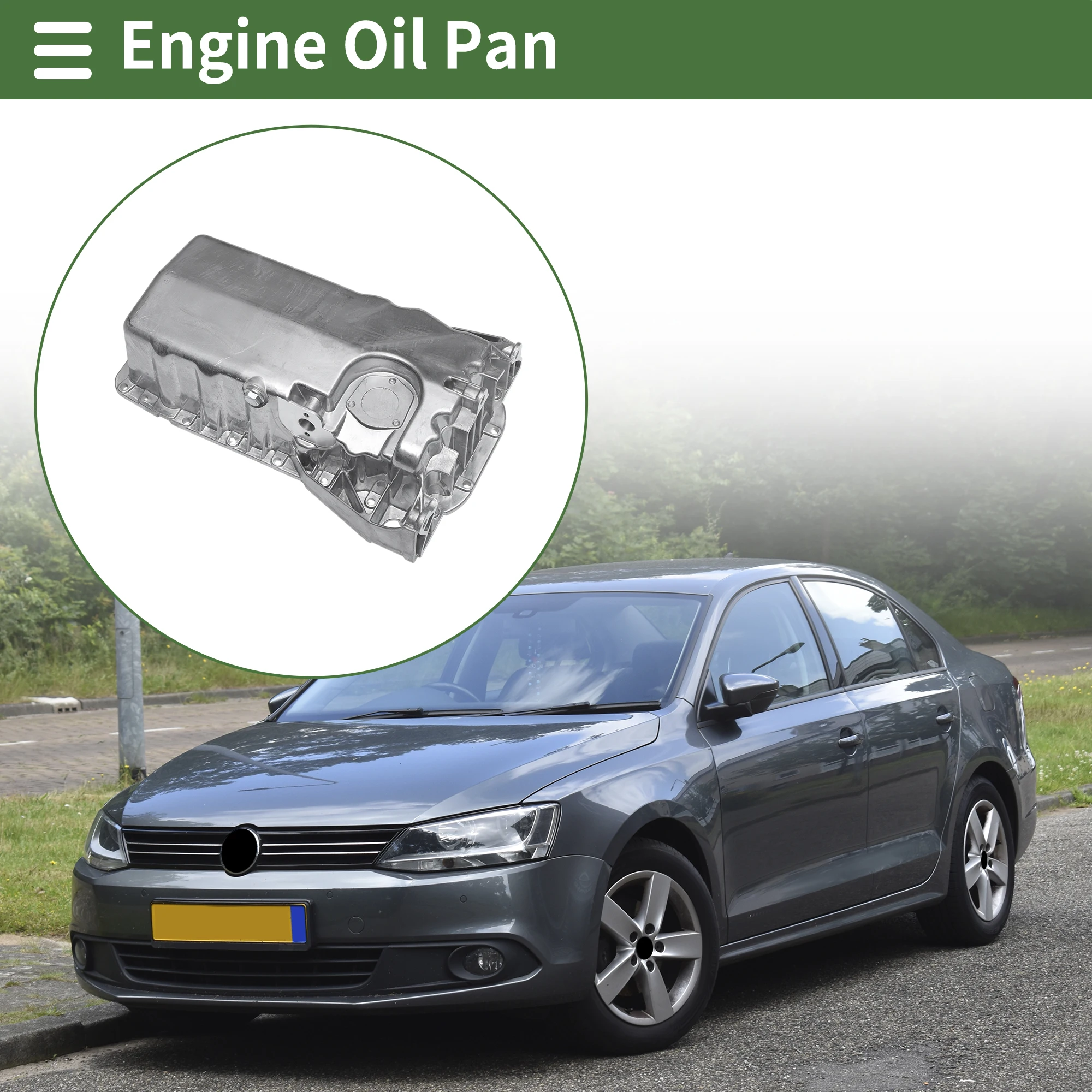 

UXCELL 1 Pc No.038103601MA Engine Oil Pan for Volkswagen Jetta Aluminum Silver Tone