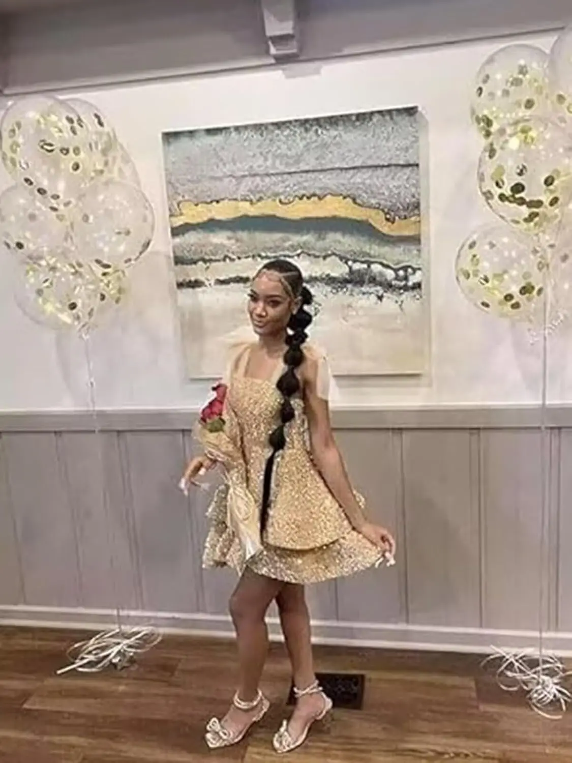 فساتين HOCO قصيرة بترتر متدرج 2025 مع فيونكة لحفلات العودة للوطن للمراهقين فساتين لحفلات الكوكتيل سباركلي #4