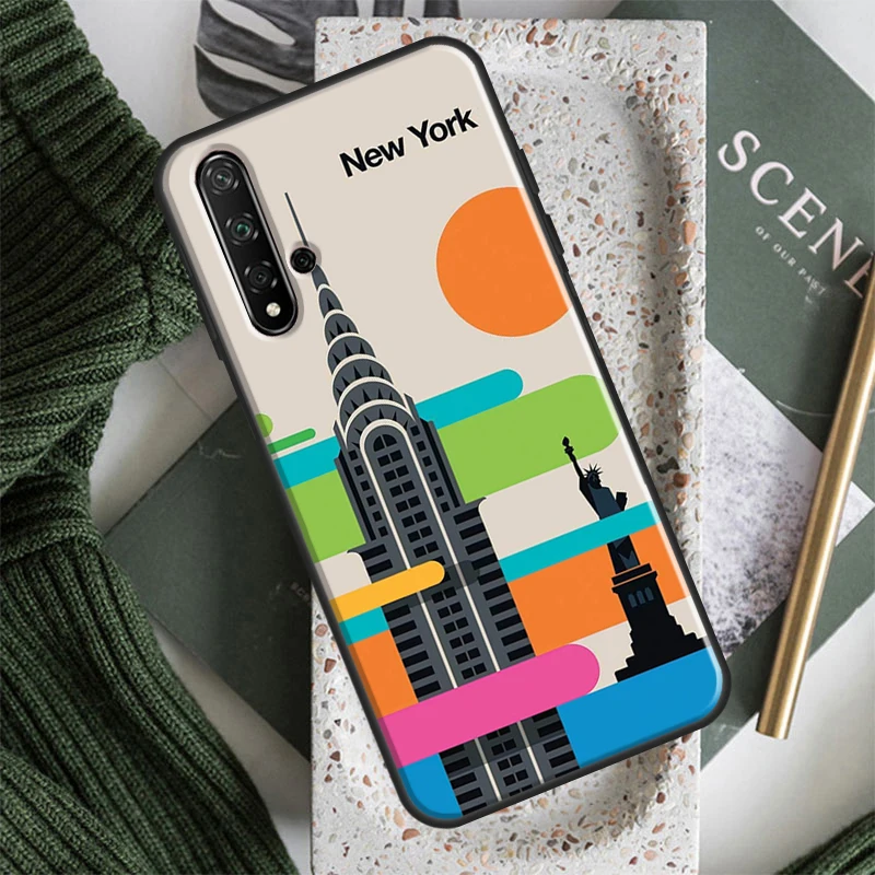 London Roma New York Countries Art Case For Huawei Honor 70 50 X8 X9a Magic5 90 Lite P20 P30 P40 P60 Pro P Smart Nova 5T Cover