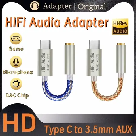 Adaptador auxiliar tipo C a 3,5mm, 32 bits, 384kHz, HiFi, USB C, DAC, amplificador de auriculares, decodificador de Audio para teléfono móvil Samsung, Xiaomi y Huawei