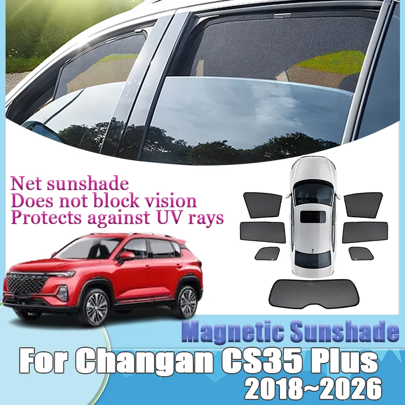 

For Changan CS35 Plus 2018-2026 Anti-UV Car Coverage Sunshade Pad Magneti Windshield Side Window Privacy Visors Auto Accessories