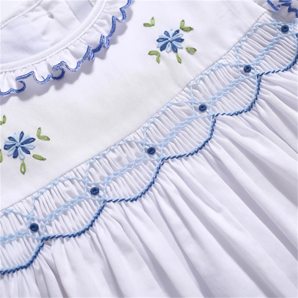 Pettigirl  Hand Made Smocked Dresses Double Ruffles Sleeveless Designer Baby Girl Smocked Party Clothes