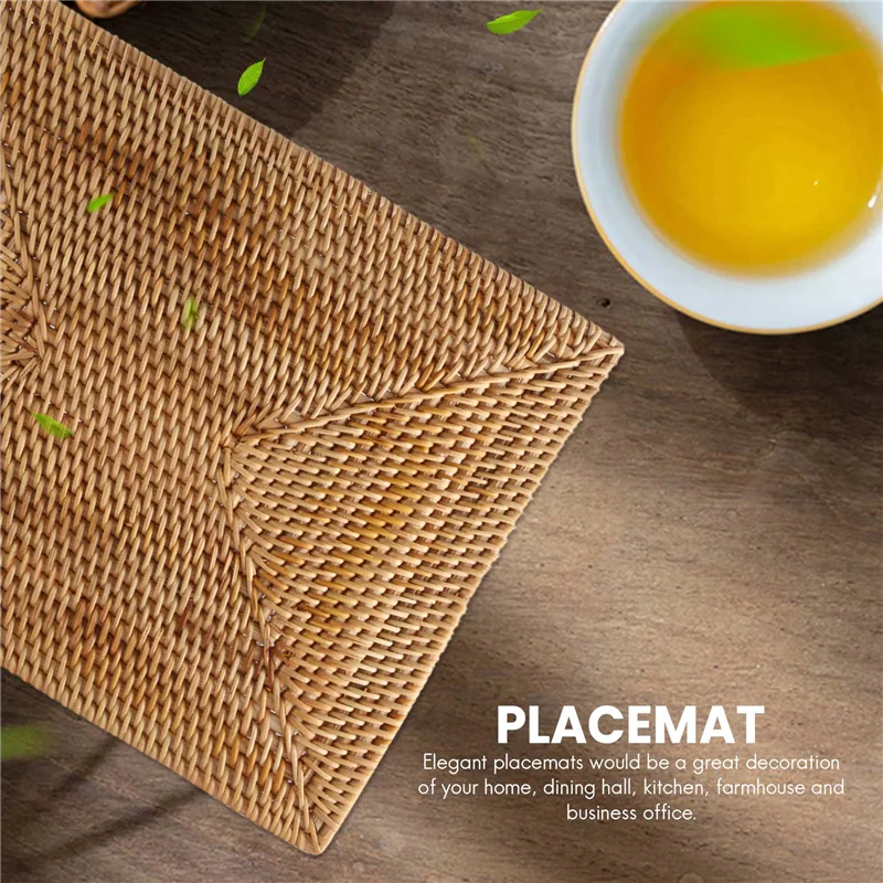 2 قطعة الحصير الجدول عدم الانزلاق الروطان المفارش طاولة طعام مقاومة للحرارة المنسوجة مكان الحصير العزل الحصير مقاومة للحرارة