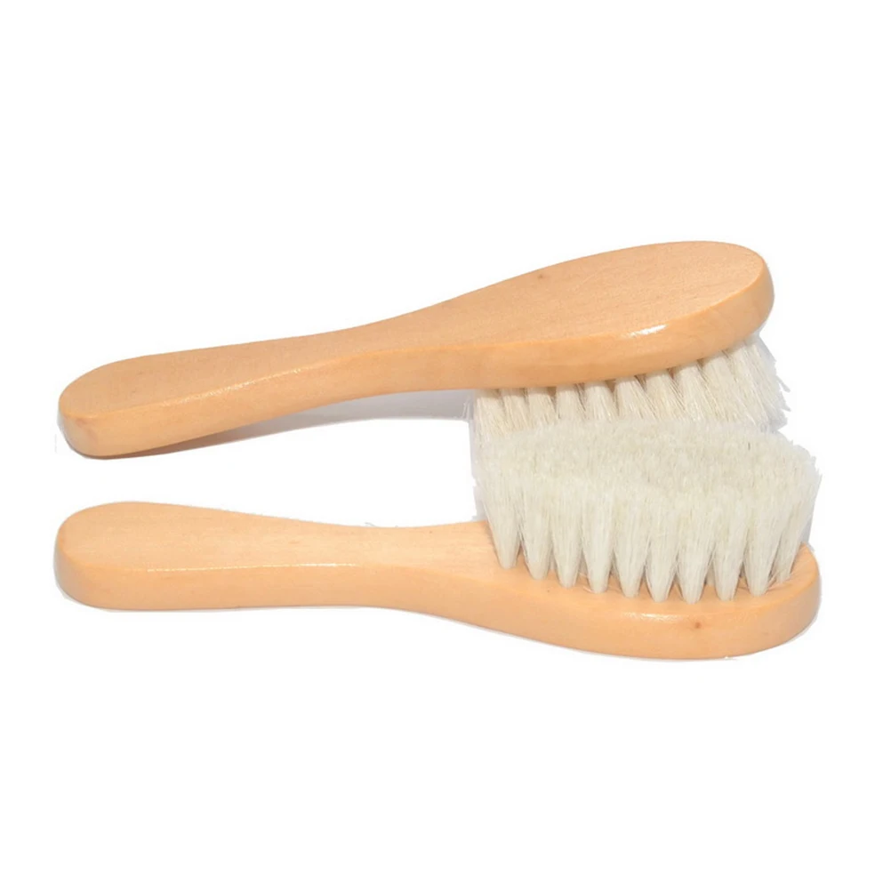 

1 шт. шерстяная щетка для младенцев, расческа с деревянной ручкой, шампунь для душа, детская расческа, щетка для младенцев