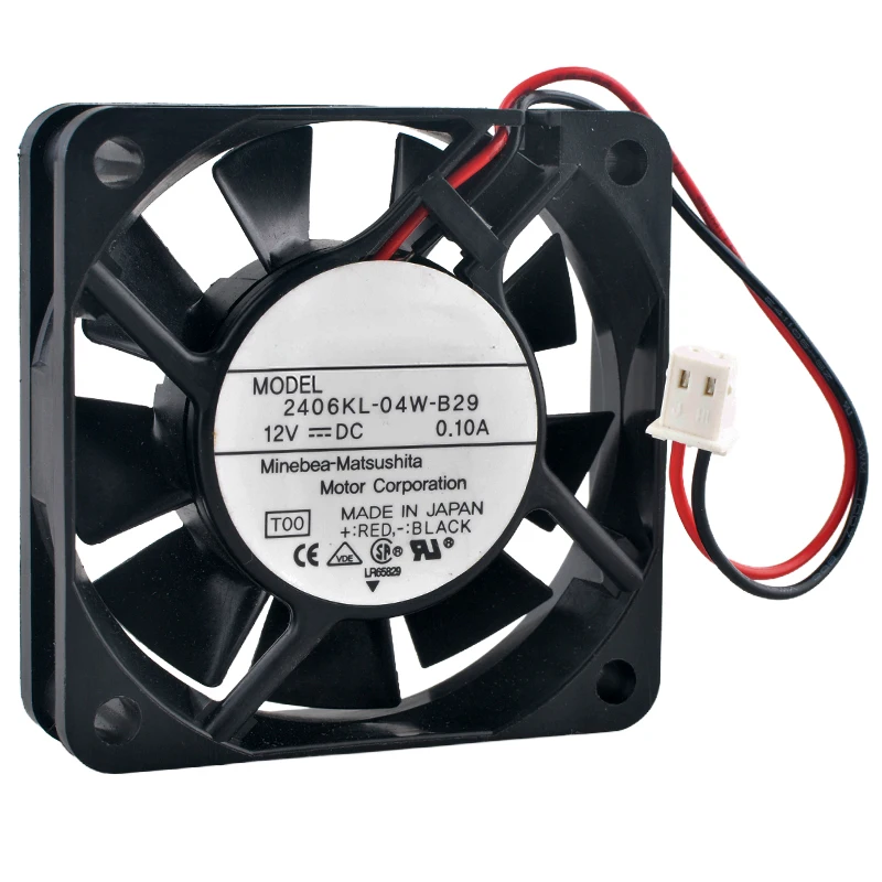 6cm 60mm Dual Ball Bearing Cooling Fan 2406KL-04W-B29 DC12V 0.10A 2-Pin 3100rpm for Frequency Converter 60x60x15mm