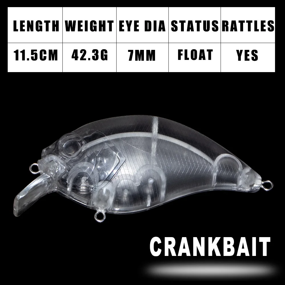 Dr.Holife 5PCS/LOT Unpainted Crankbait Blank Lure Artificial Lure 11.5CM 42.3G Float Crankbait Bodies Rattles Hard Bait For DIY