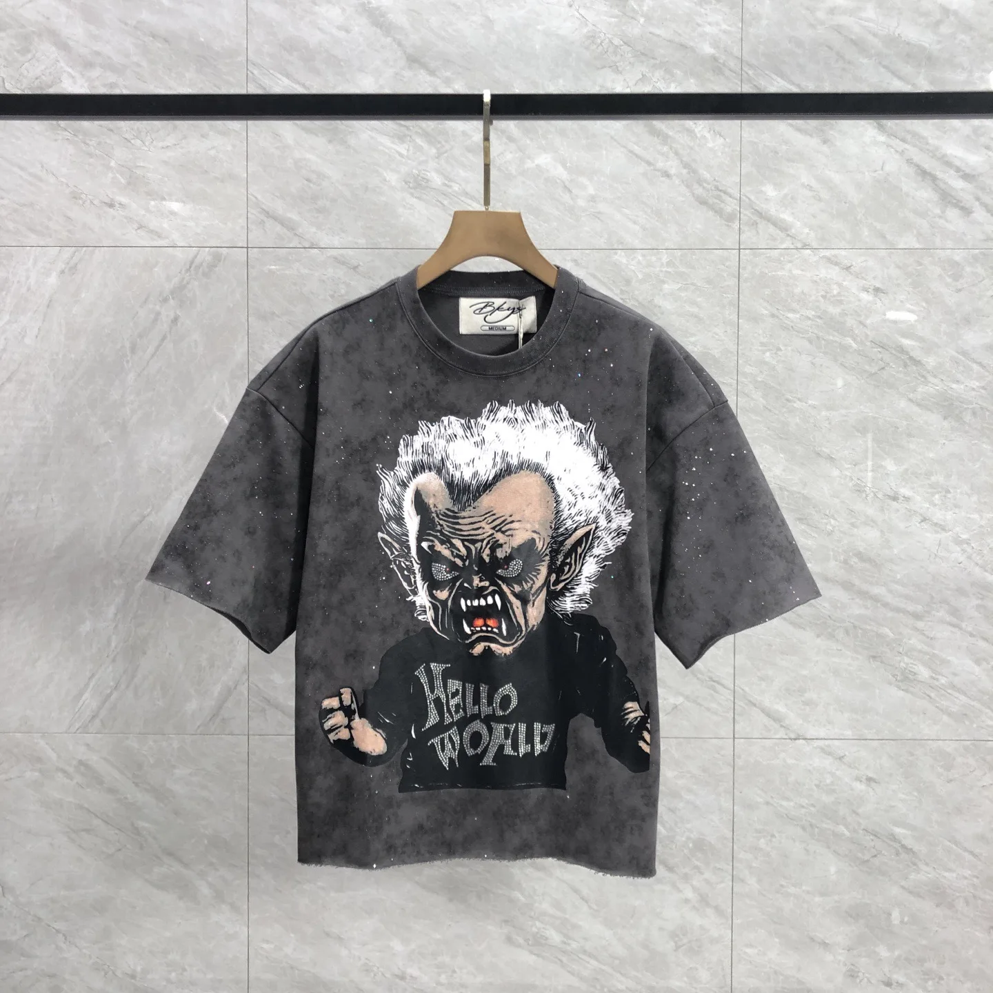 

2026 New American High Street ex ort Sve T-irt BKYS Any Old Man Rhinestone iny Poer Tee Cotton Casual Wear