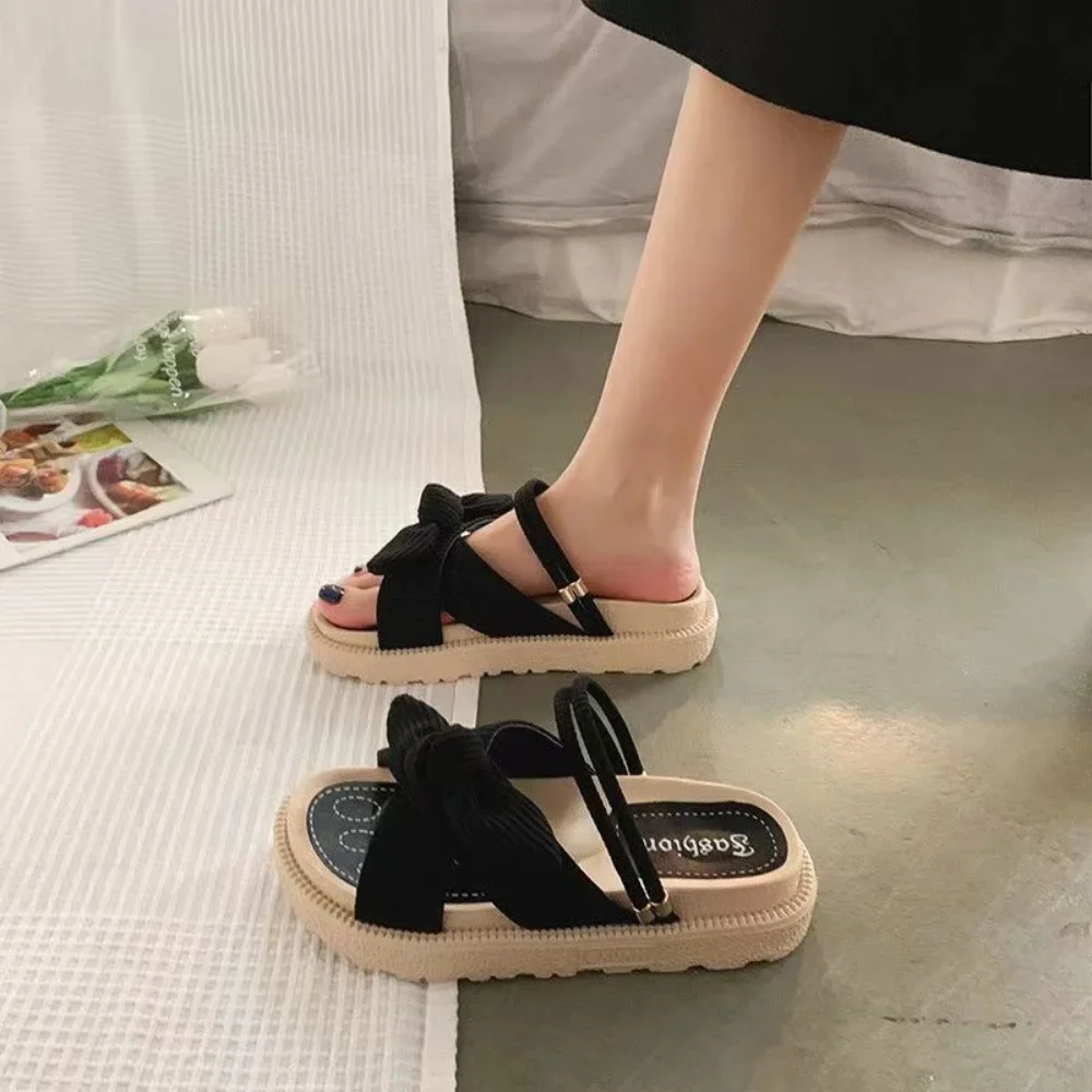 Sandias De Tacon Internet Hot Women Shoes Summer Fairy Style 2024 New Improve Fashion Platform Roman Lady Sands Flat Shoes