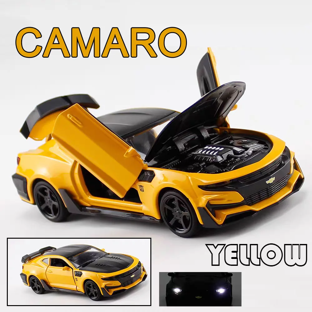 1:32合金ダイキャストカマロおもちゃ車モデル、ドア開閉、スーパーカー、プルバック、パトカー、車両、ライトサウンド、スポーツカー、家の装飾