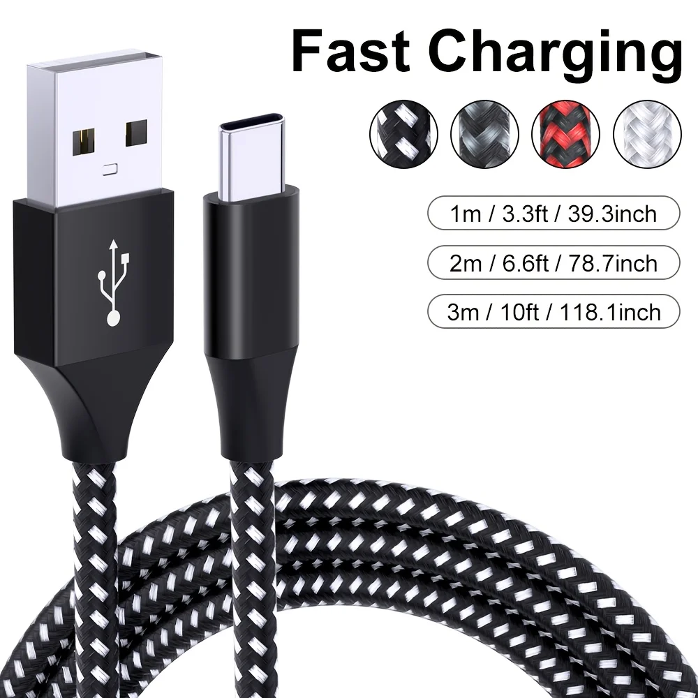 

1PACK USB A to USB C cable fast charging Type C charging cable suitable for iPhone 16 15 Pro Pro Max Plus Moto G Nylo