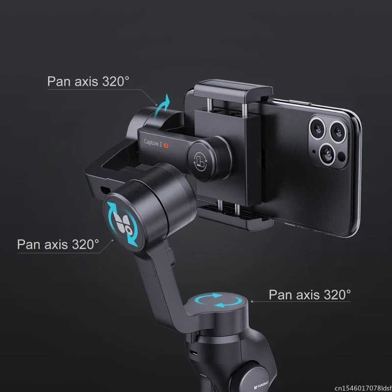 FUNSNAP Capture2s 3-Axis Gimbal Stabilizer with Focus Wheel for Recording Vlog for IPhone 13 12 Pro Max Samsung S21 S20 Android