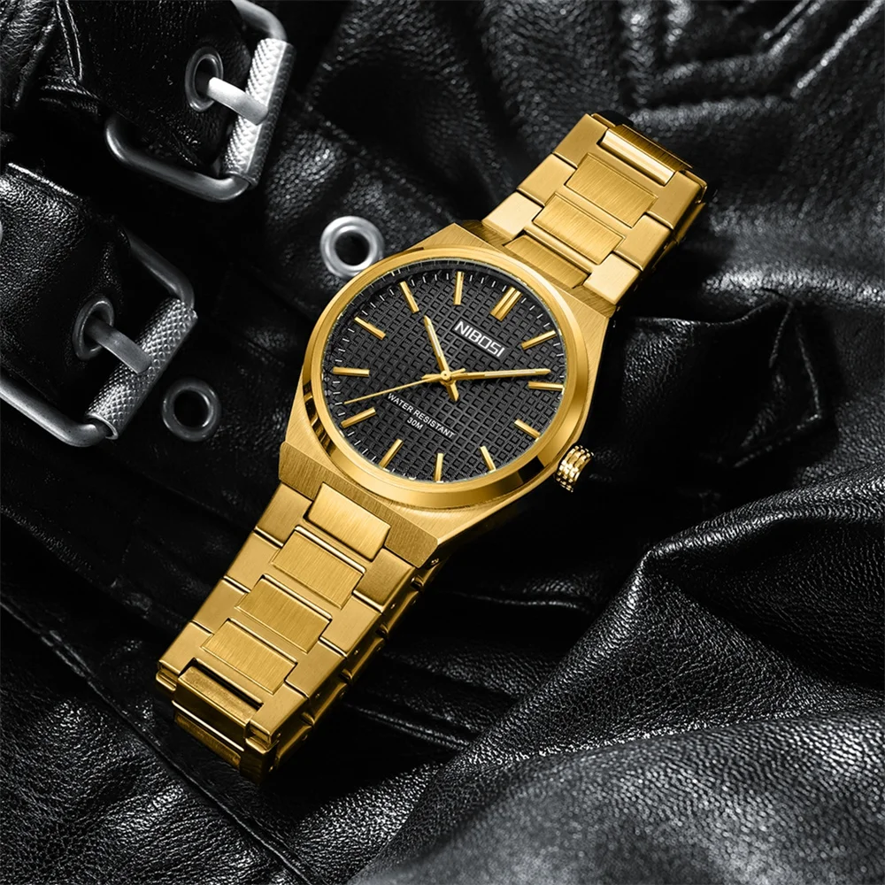 NIBOSI New Fashion Design Quartz Watch for Men Stainless Steel Waterproof Luxury Wristwatch Male Sports Clock Relogio Masculino