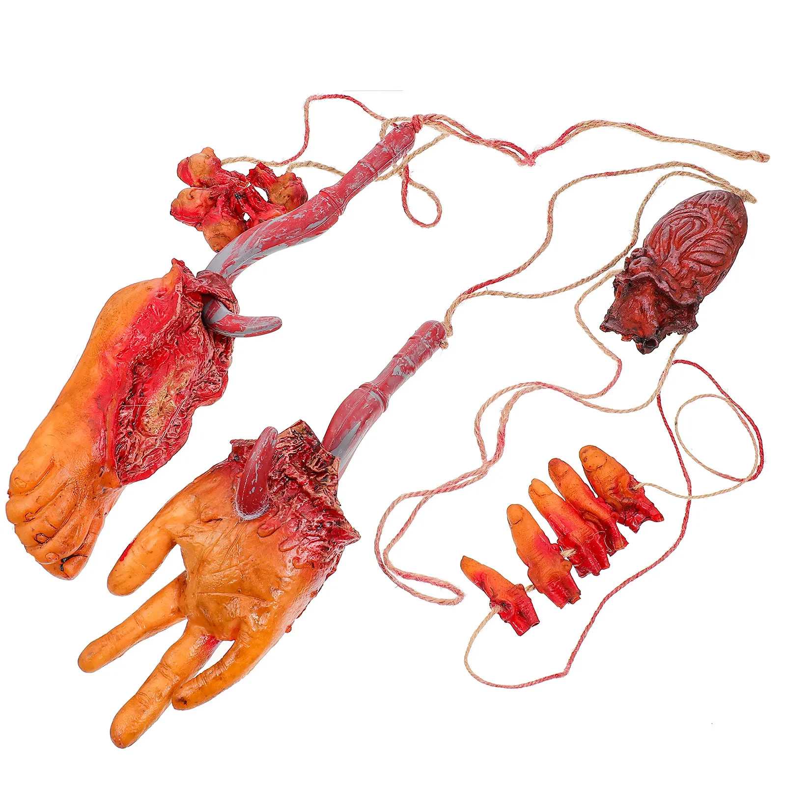 1 set Halloween Props Ghost House Decorations Scary Yard Supplies Broken Body Parts Severed Hands Feet Cotton Latex Practical