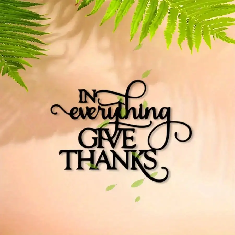 Christian "Be Thankful for Everything" Metal Wall Art, Retro Black White Ironwork - Home Church Gift & Scripture Decor - view 3