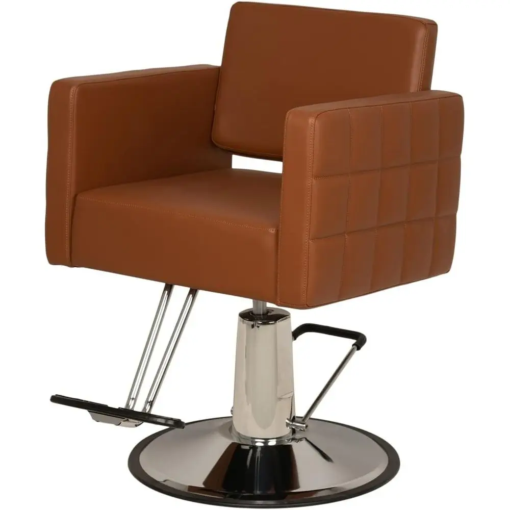 

Extra Wide Quilted Styling Chair for Salons and Barbershops, Hydraulic Pump, Easy-Clean Vinyl, Durable Steel, Camel or Proiral -
