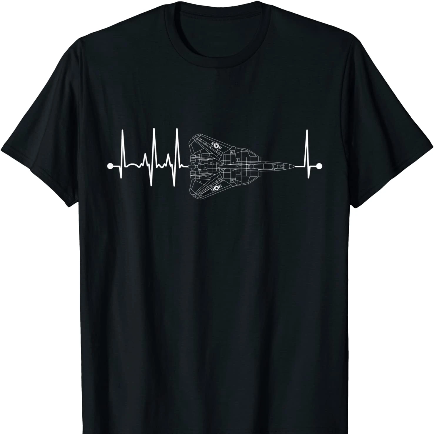 

F14 Tomcat Fighter Aeroplane Pulse ECG Pilot Heartbeat T-Shirt 100% Cotton O-Neck Short Sleeve Casual Mens T-shirt Size S-3XL