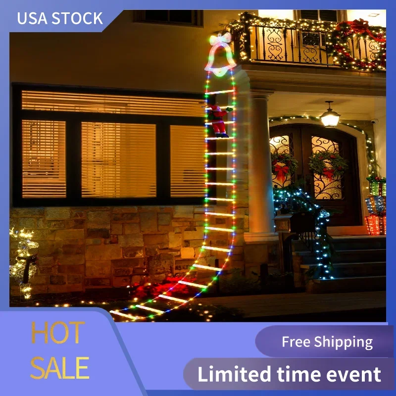 

LED Christmas Lights - 9.5ft Christmas Decorative Ladder Lights with Santa Claus, Christmas Decorations Lights