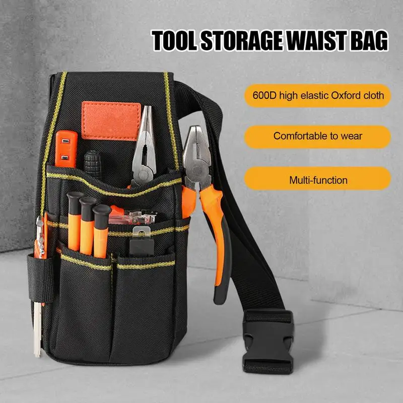 

1pc Electrician Tool Bag Waist Belt Pouch Waterproof Adjustable Thicken Organizer For Work Automotive Repair Industrial