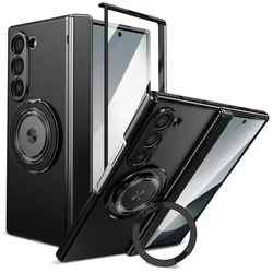 360 Rotating Holder Magnetic Phone Case For Samsung Galaxy Z Fold 7 6 5 4 3 SE  Ring Hinge Steel film Protection For Fold7 Cover
