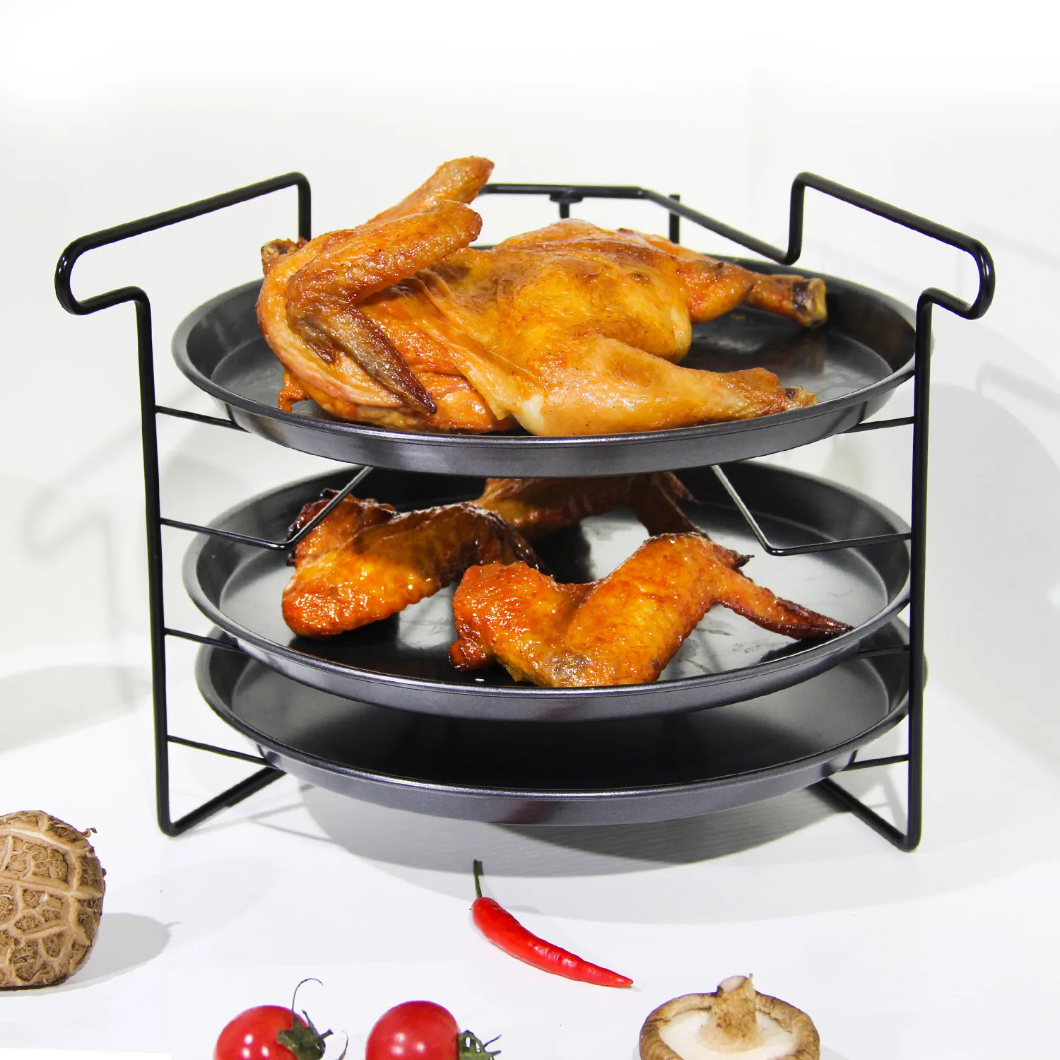 

Simple Pizza Rack Kitchen Multifunctional Foldable Food Preparation Rack Iron Food Cold Dish Hot Pot Side Dish Holder
