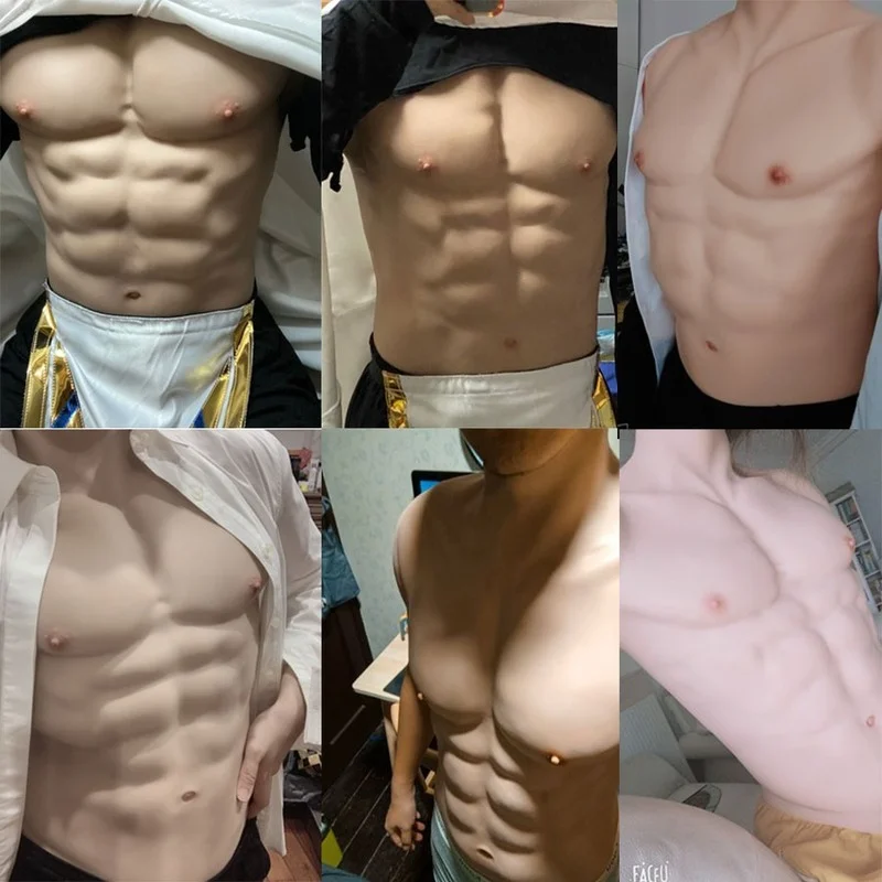 Silicone Muscle Chest Men\'s Summer Clothing Shaping Flexible Muscle Full Suit Synthetic Silicone Chest Role-playing Costume