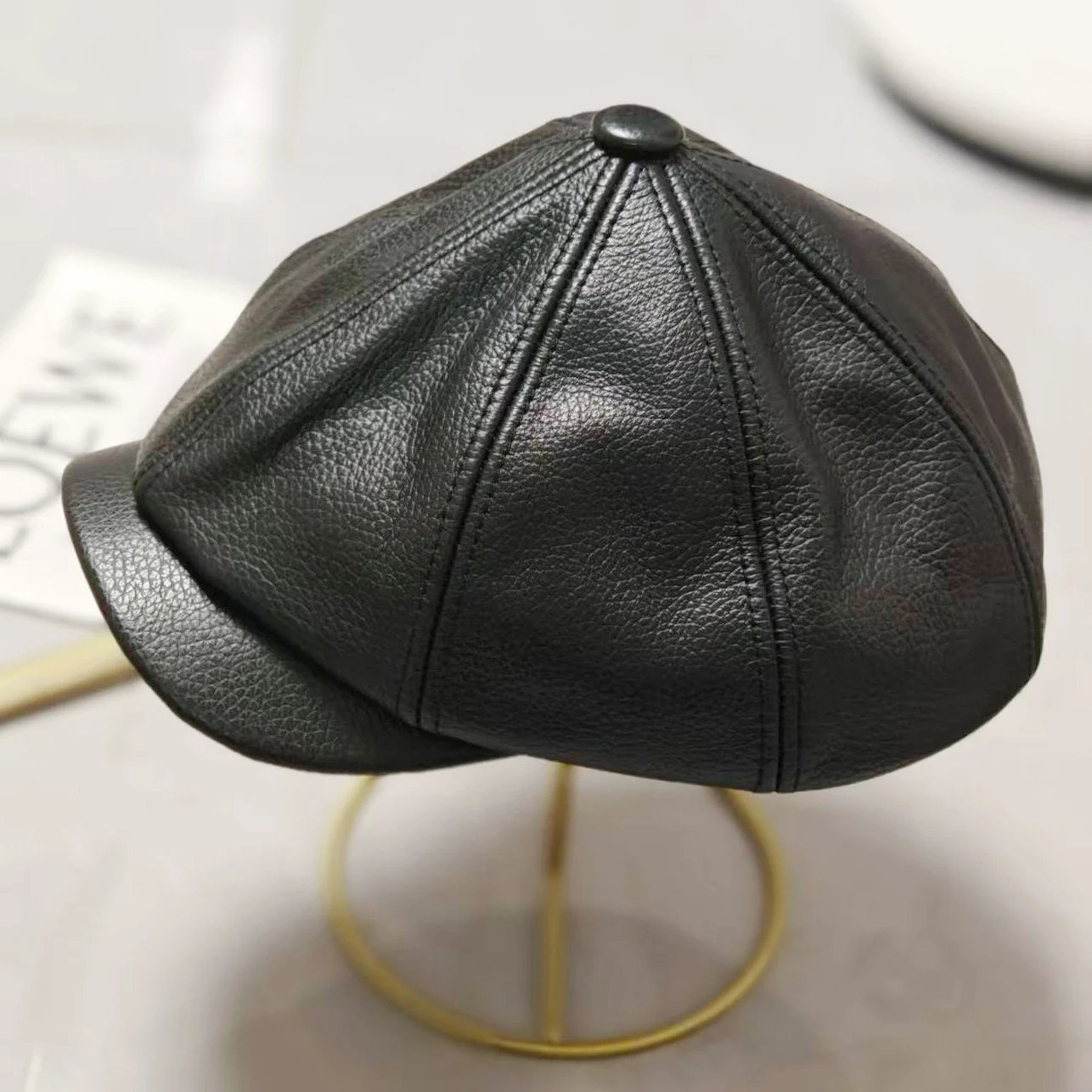 Winter Autumn Real Leather Newsboy Cap For Men British Style Artist Cap Outdoor Street Fashion Women Hat Leisure Beret Caps