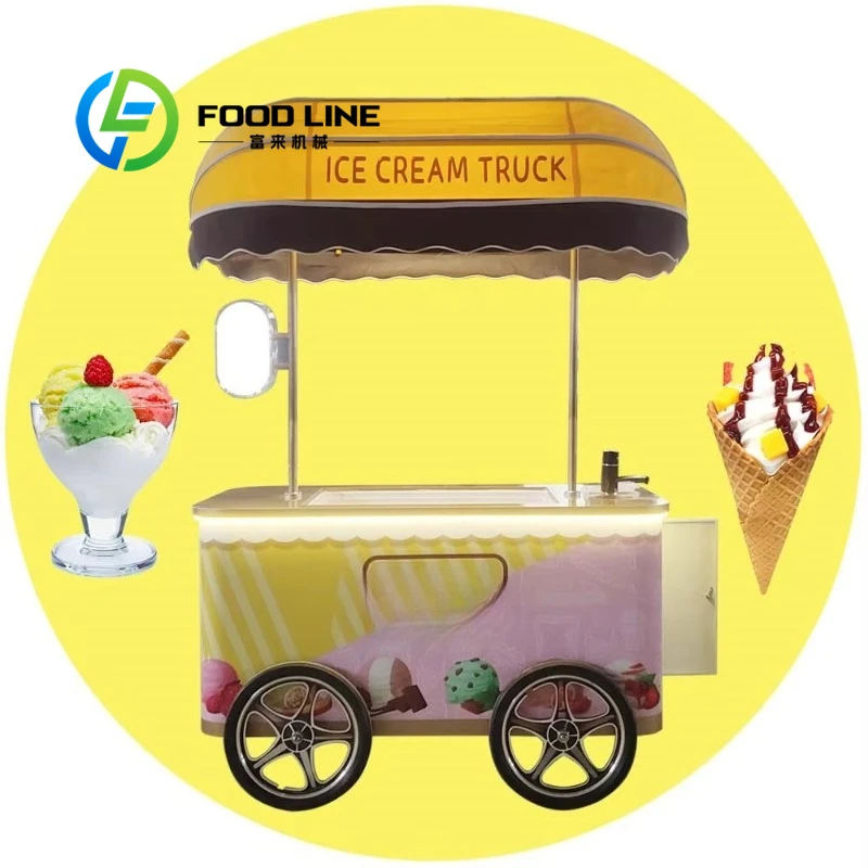 WholesaleCustomized Street Mobile Food Truck Coffee Tricycle 3 Wheel Ice Cream Cart Camping Camper Trailer CE ISO Certification