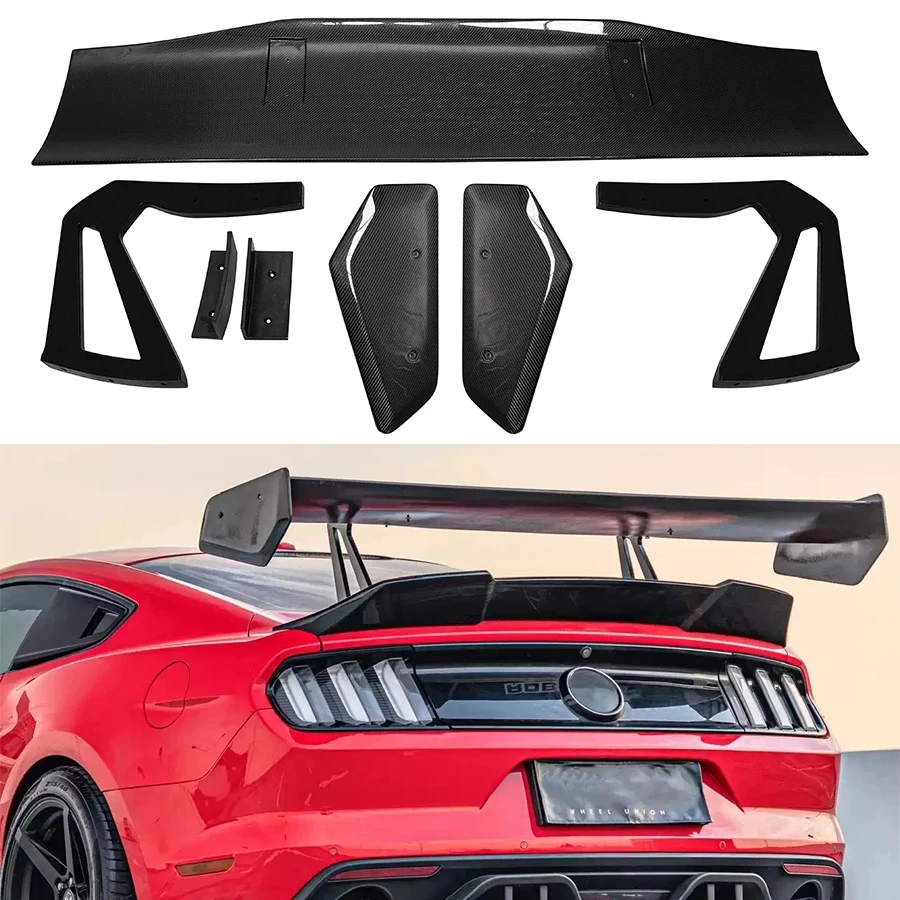 For Ford Mustang 2015+ GT Carbon Fiber Tail fins Rear Trunk Spoiler Guide Wing Rear Wing Car Accessories body kit