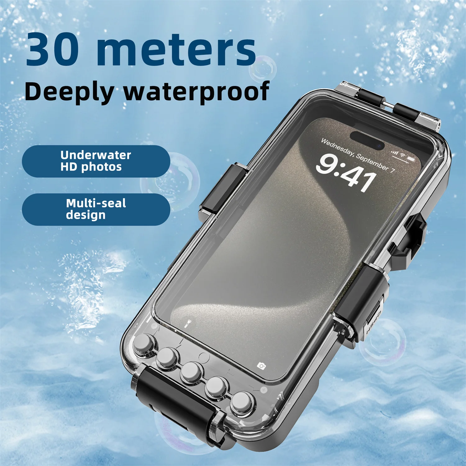 Shellbox 30M 98FT IP68 Bluetooth Waterproof Case for iPhone 15 Pro Max Mi 14 S24 Note 20 Ultra Meizu 21 Professional Diving Case