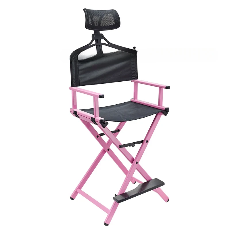 Aluminum Alloy Folding Makeup Chair Lightweight Outdoor Portable Folding Stall Barber Director Backrest Headrest Chair