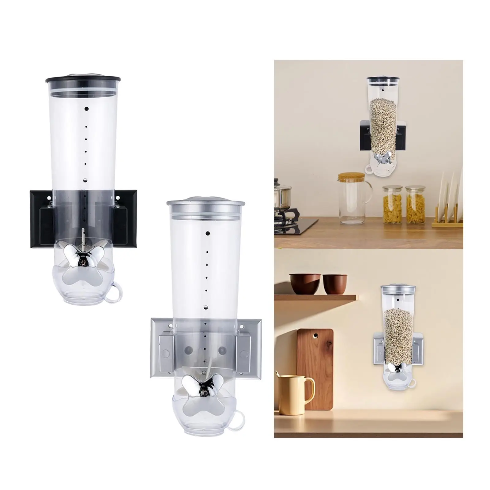 Müslispender, 1,5 l, Trockenfutterspender, Wandmontage für Snacks, Reismehl