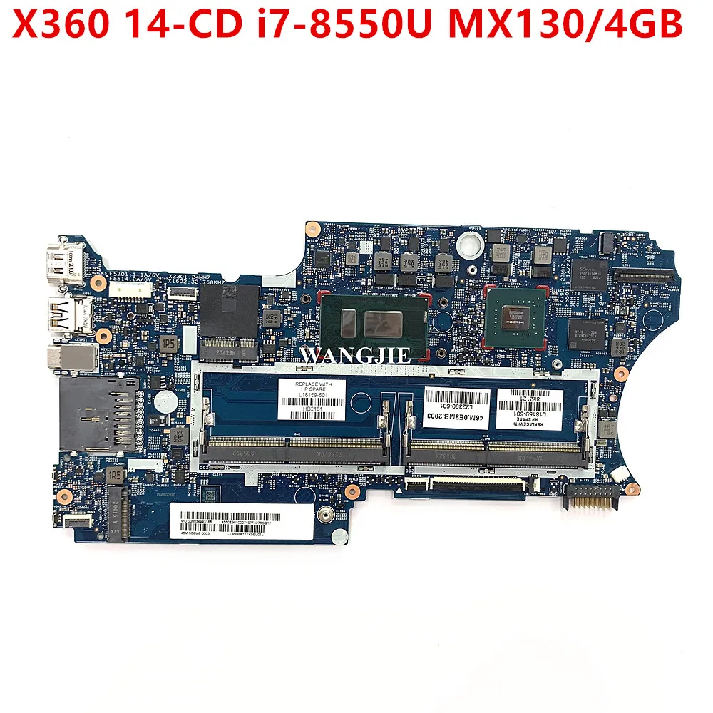 L18159-601 For HP Pavilion X360 14T-CD 14-CD Laptop Motherboard 17878-1B 448.0EA06.001B  L18159-001 With i7-8550U CPU MX130 4GB