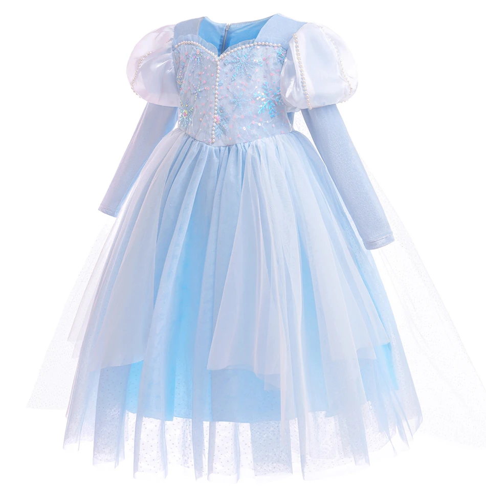 Girls Elsa Dress Kids Princess Cosplay Costume Children Halloween Christmas Birthday Vestido Snow Queen Carnival Party Outfits