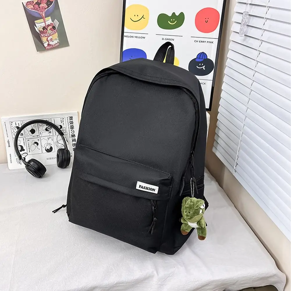 Grande capacidade Multi bolso mochila estudantil, bolsa casual coreana elegante, escola de moda monocromática