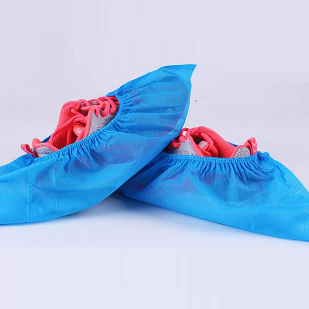 100Pcs Thicken Nonwoven Fabric Shoes Cover Disposable Nonslip Breathable Elastic Band Blue 400g Home Travel Protector