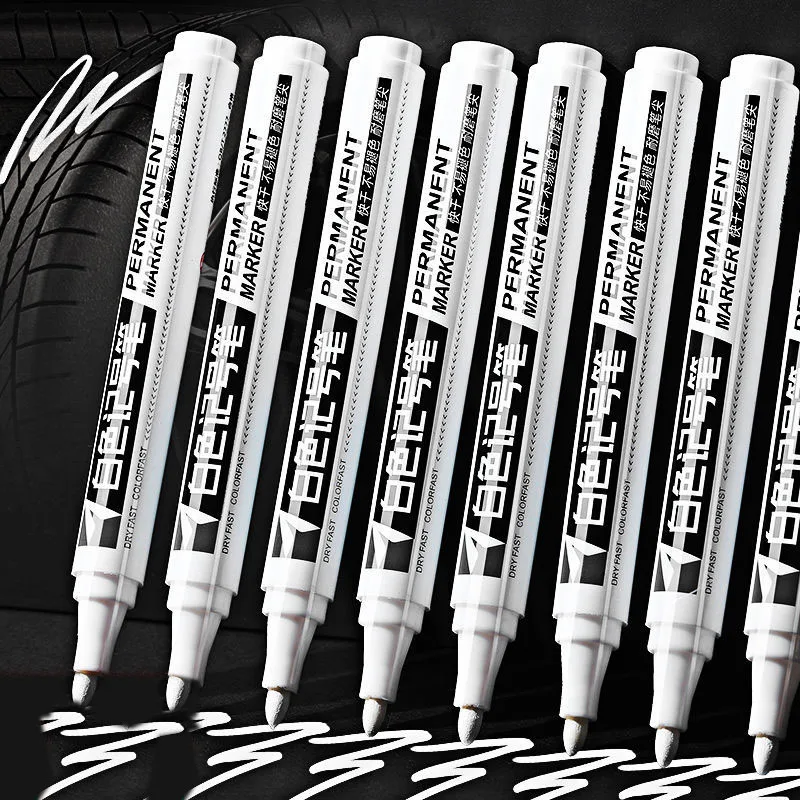 White Waterproof Rubber Permanent Paint Marker Pen Car Tyre Tread Environmental Tire Painting Graffti Pen