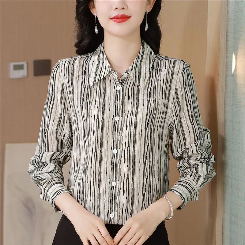 

Mulberry Real Silk Shirt WomenLong Sleeve Spring New High-End Retro