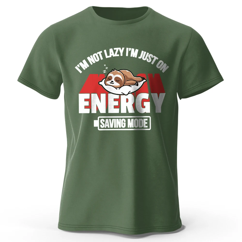 Herren Saving Mode Bedrucktes T-Shirt aus 100 % Baumwolle, übergroße Tech-Grafik-T-Shirts für Damen, Sommer-Tops, Geek-Streetwear