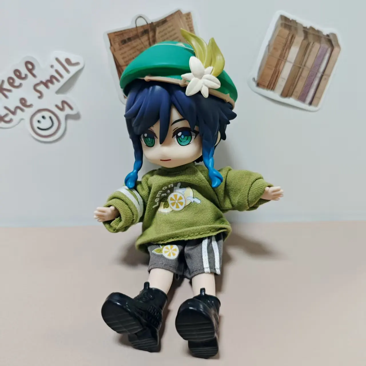 Ob11 1/12 Genshin Impact อะนิเมะ Venti BJD ตุ๊กตาตุ๊กตารูปตุ๊กตาของเล่นตกแต่งชุดสีเขียวของเล่น