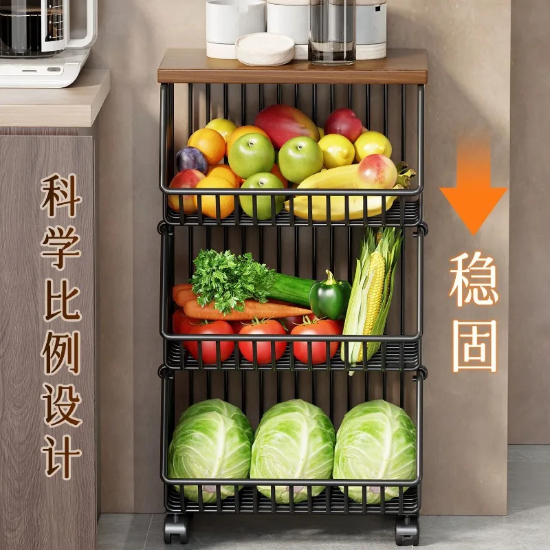 For storage racks, kitchen movable vegetable baskets, multi-layer fruit and vegetable storage racks for household use