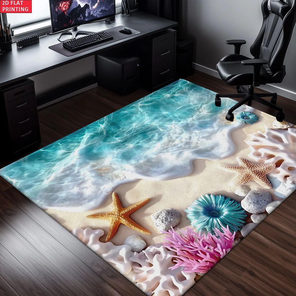 Karpet Lantai 3D Motif Ombak P - Home Textiles Rug ulasan dan harga