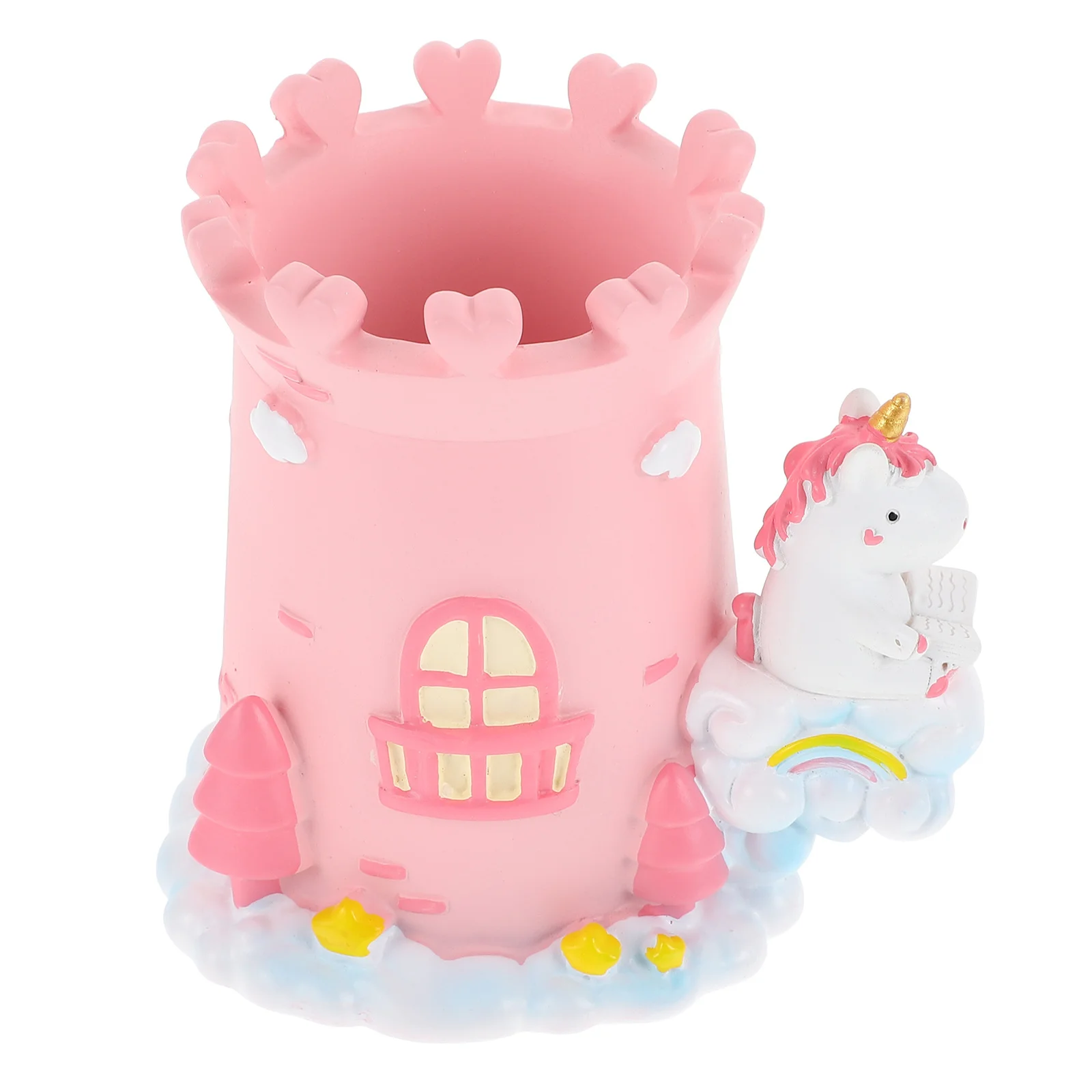 Pen Holder Resin Desktop Organizer Stationery Storage Bucket Waterproof Moisture Proof Smooth Safe Pen Container