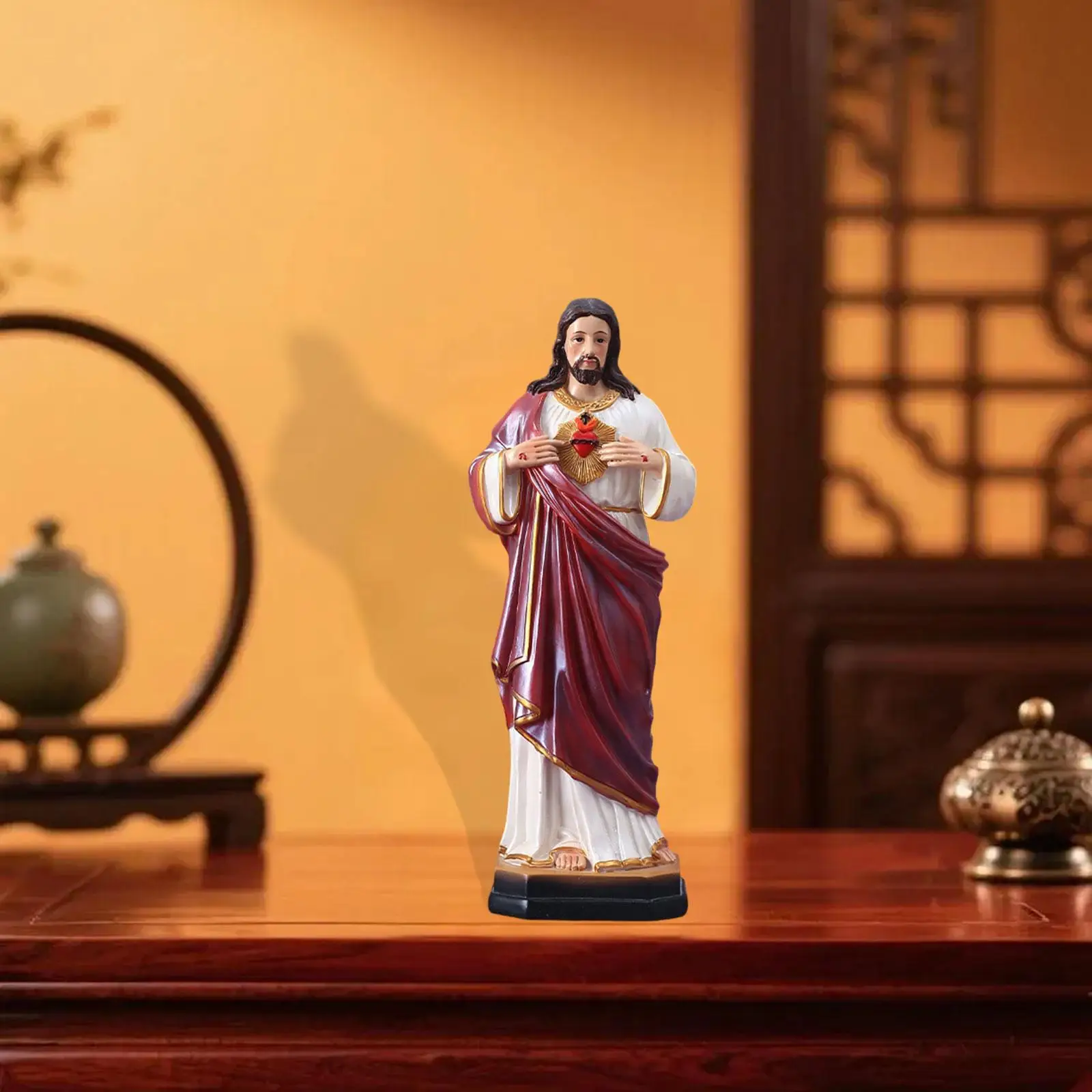 Sacred Heart Jesus Christ Statue Multicolor Resin Figurine for Home Altar Modern Decor Accessories