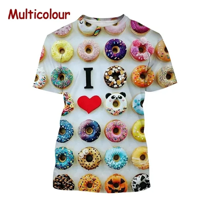 Donuts 3D Printed T-shirt Cute Chocolate Donuts Personality Food Menwomen Adults Clothes Harajuku Casual Short Sleeve T Shirt