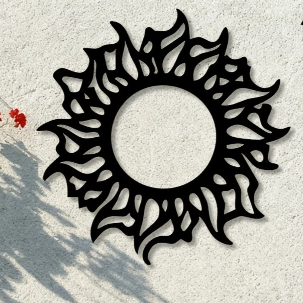 2D Flat Sunburst Iron Wall Art Metal Sculpture Living Room Bedroom Office Home Rustproof Decor Gift Ornament