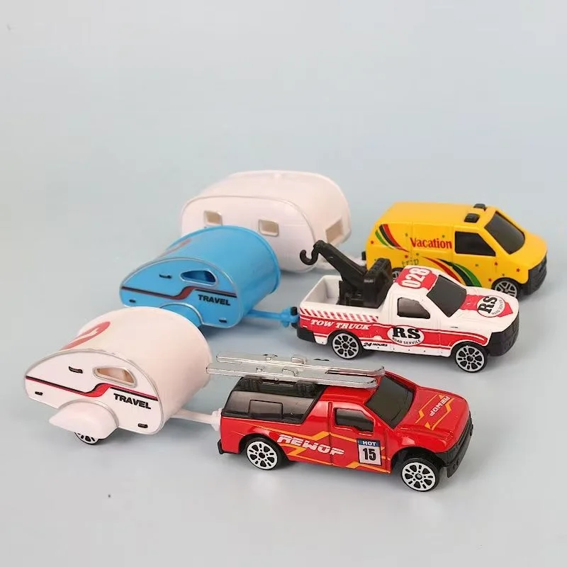 Trailer off-road pick-up RV-model legering trek kinderspeelgoed simulatie camping kleine vrachtwagen speelgoedjongen