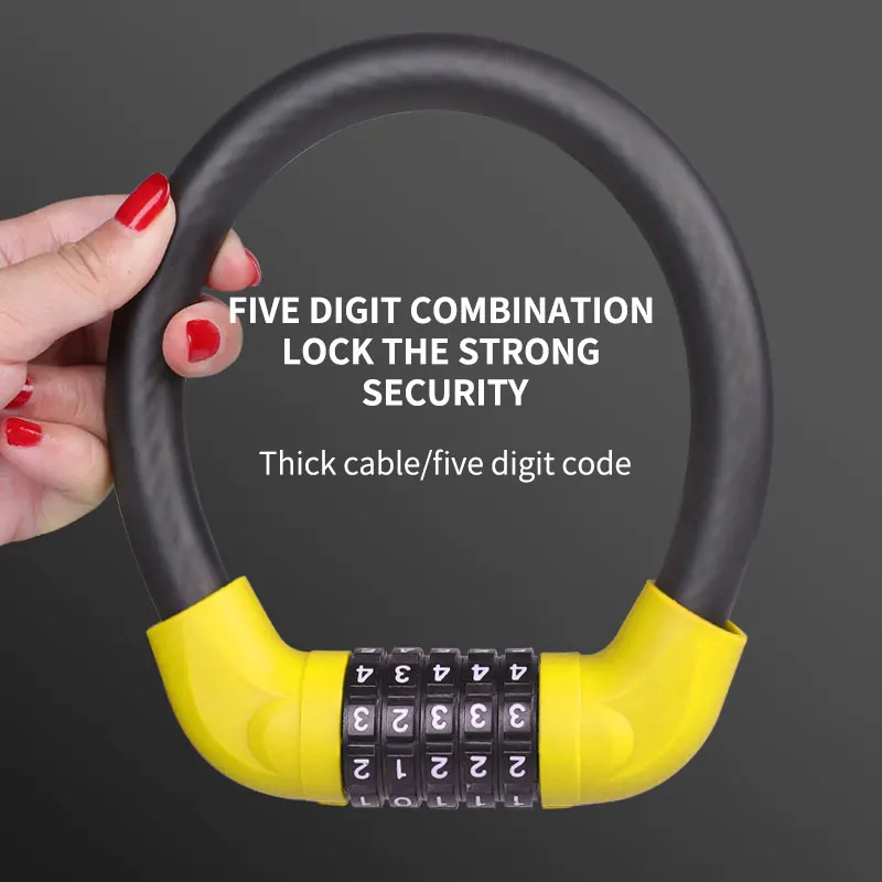 

Велосипедный замок, 5-значный тросовый замок, легкий велосипедный замок, комбинированный портативный для велосипеда, велосипеда, генератора, ворот