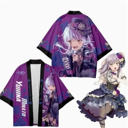 أنيمي دور المتناثرة اليابانية لعبة لعب الأدوار زي ثلاثية الأبعاد الطباعة أعلى رقيقة فضفاضة الكبار سترة كيمونو