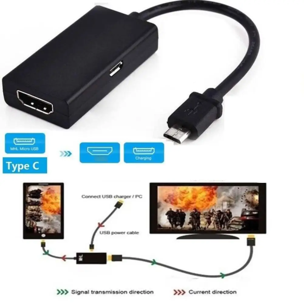 Micro USB 2.0 MHL To HDMI-compatible Cable HD 1080P For Android for Samsung HTC LG Android Converter Mini Mirco USB Adapter